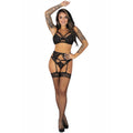 LIVCO CORSETTI FASHION - POJZON LC 90670 BRA + GARTER BELT + STOCKINGS + PANTIES BLACK L/XL