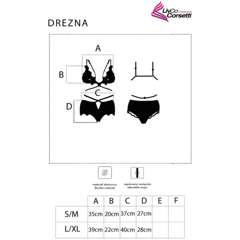 LIVCO CORSETTI FASHION - DREZNA LC 90733 BRA + PANTIES BLACK L/XL