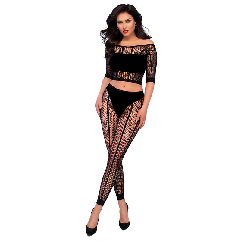 CHILIROSE - CR 4647 BLACK TOP & LEGGINGS S/M