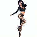 CHILIROSE - CR 3654 TOP & LEGGINGS BLACK S/M