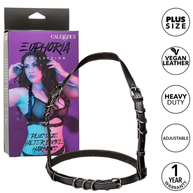 CALEXOTICS - EUPHORIA HARNESS HALTER BUCKLE PLUS SIZE BLACK