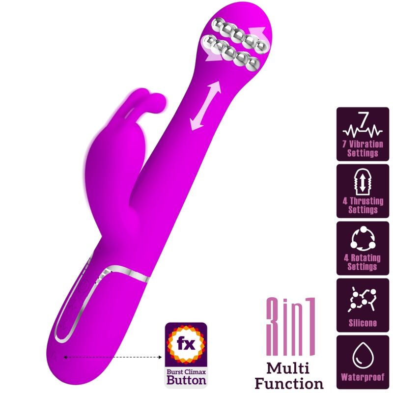 PRETTY LOVE - DEJON RABBIT 3-IN-1 MULTIFUNCTION VIBRATOR PURPLE