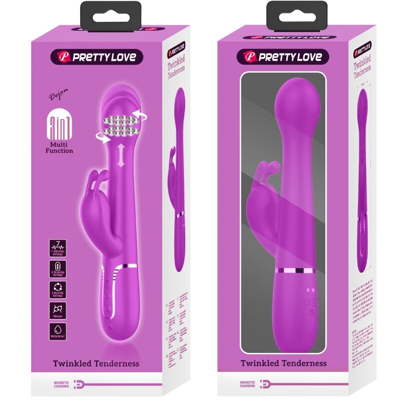 PRETTY LOVE - DEJON RABBIT 3-IN-1 MULTIFUNCTION VIBRATOR PURPLE