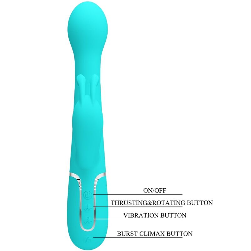 PRETTY LOVE - DEJON RABBIT 3-IN-1 MULTIFUNCTION VIBRATOR AQUA GREEN