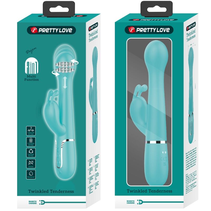 PRETTY LOVE - DEJON RABBIT 3-IN-1 MULTIFUNCTION VIBRATOR AQUA GREEN