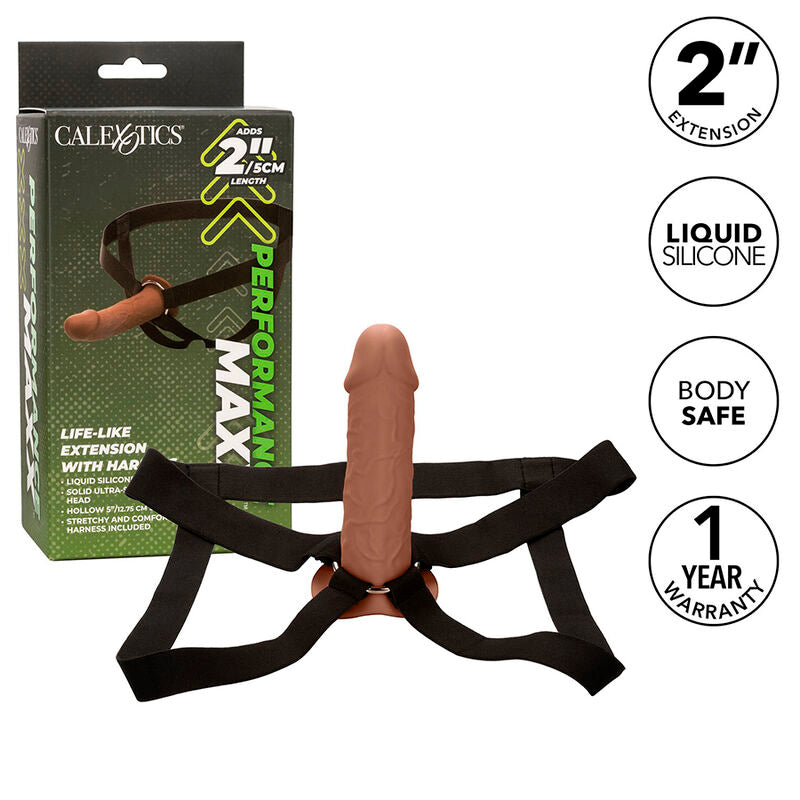 CALEXOTICS - REALISTIC PERFORMANCE MAXX EXTENSION WITH HARNESS BROWN SKIN
