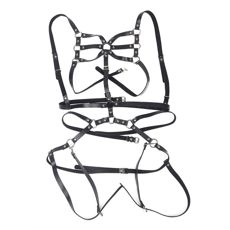 SUBBLIME - ADJUSTABLE STRAP BODY HARNESS BLACK LEATHER ONE SIZE
