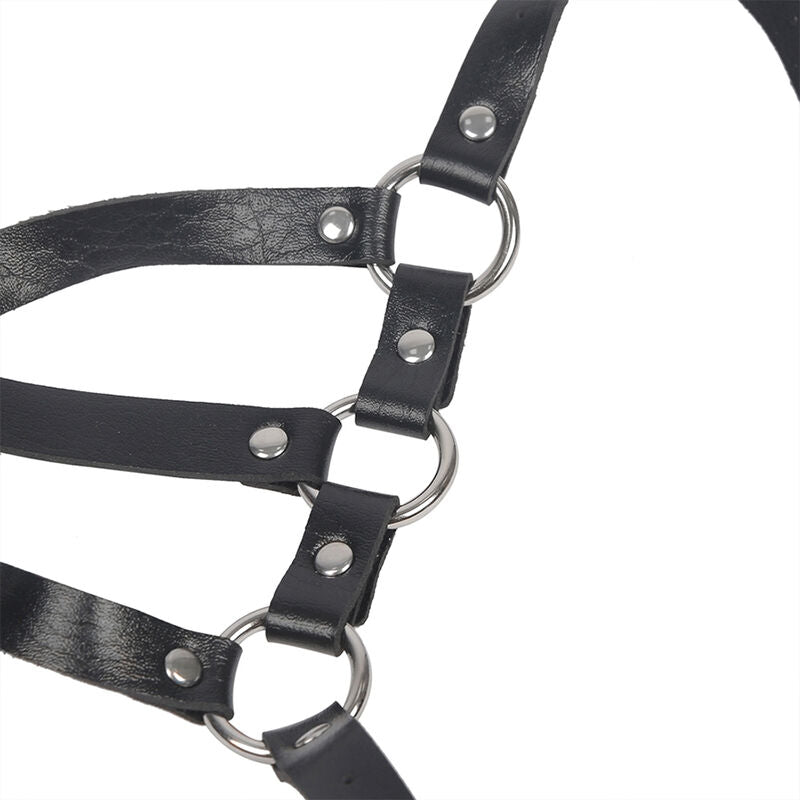 SUBBLIME - ADJUSTABLE STRAP BODY HARNESS BLACK LEATHER ONE SIZE