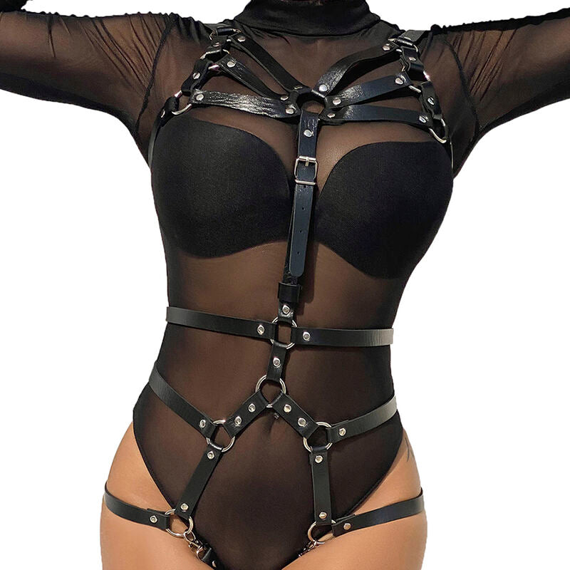 SUBBLIME - ADJUSTABLE STRAP BODY HARNESS BLACK LEATHER ONE SIZE