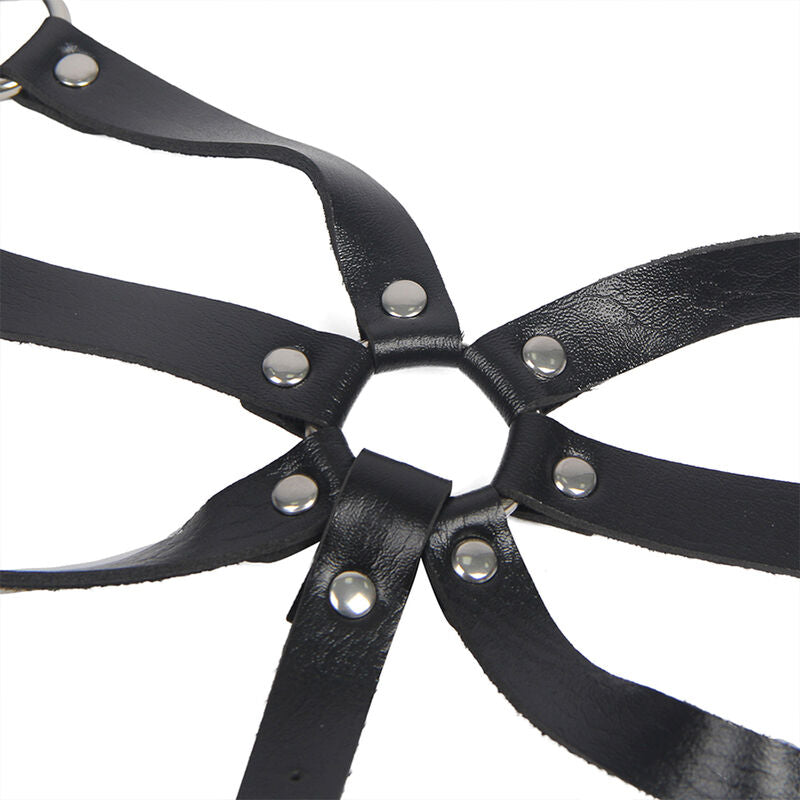 SUBBLIME - ADJUSTABLE STRAP BODY HARNESS BLACK LEATHER ONE SIZE