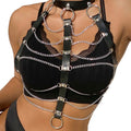 SUBBLIME - BLACK LEATHER CHAIN CHEST HARNESS ONE SIZE