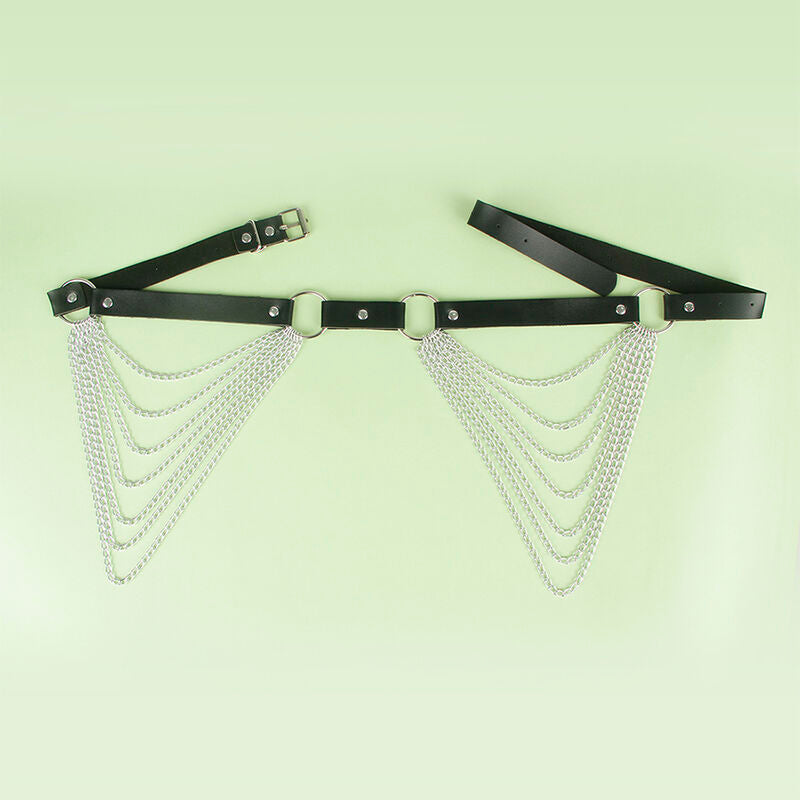 SUBBLIME - BLACK LEATHER BELT CHAIN ONE SIZE