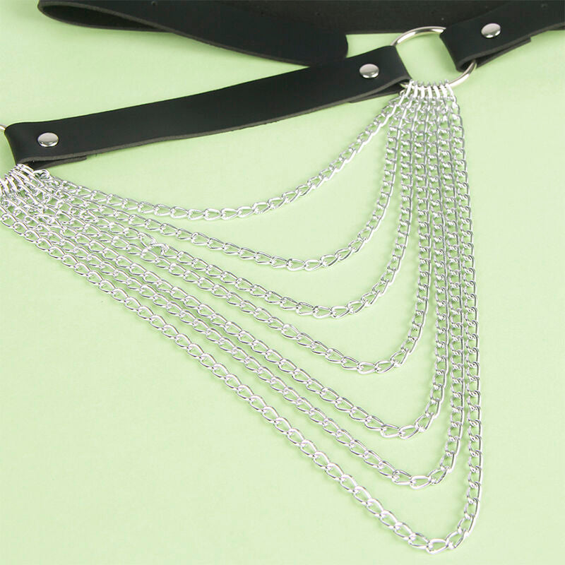 SUBBLIME - BLACK LEATHER BELT CHAIN ONE SIZE