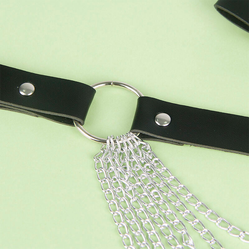 SUBBLIME - BLACK LEATHER BELT CHAIN ONE SIZE
