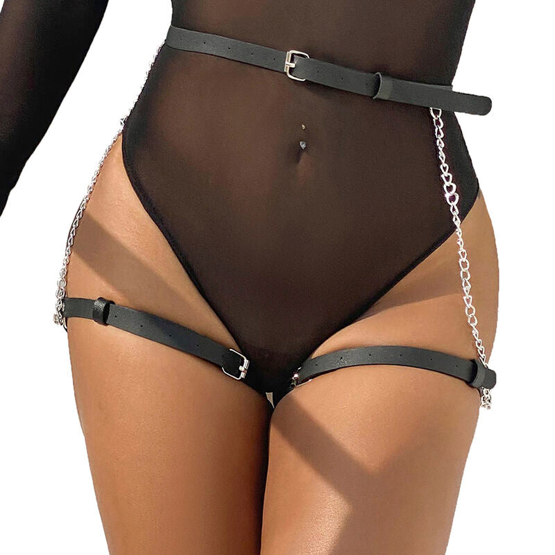 SUBBLIME - BLACK LEATHER WAIST HARNESS ONE SIZE
