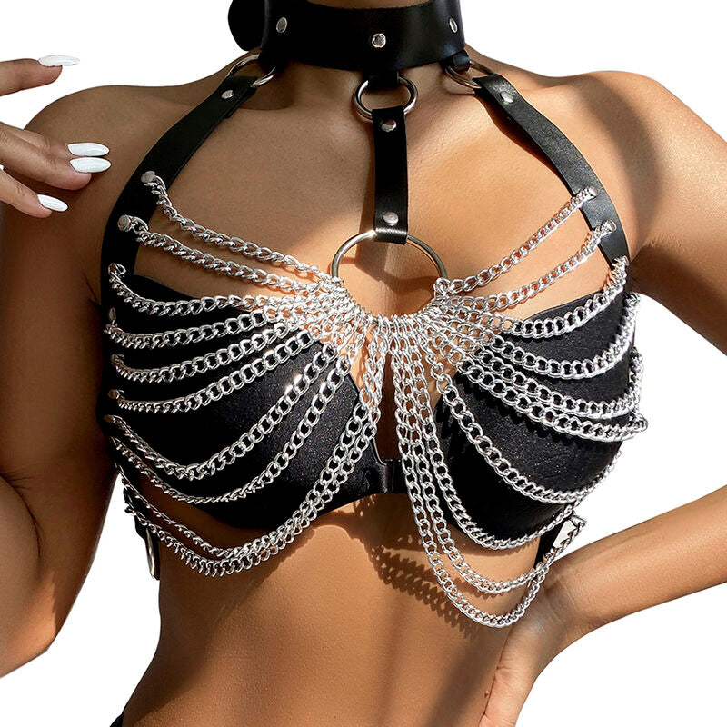 SUBBLIME - CHEST HARNESS WITH LARGE CHAINS AND RINGS ONE SIZE