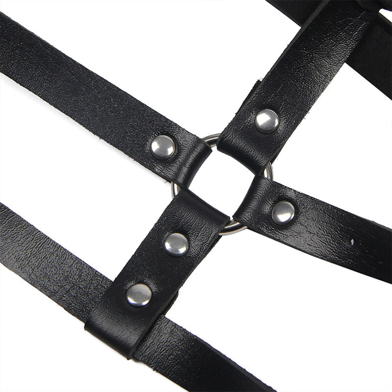 SUBBLIME - BLACK LEATHER O-RING CHEST HARNESS ONE SIZE