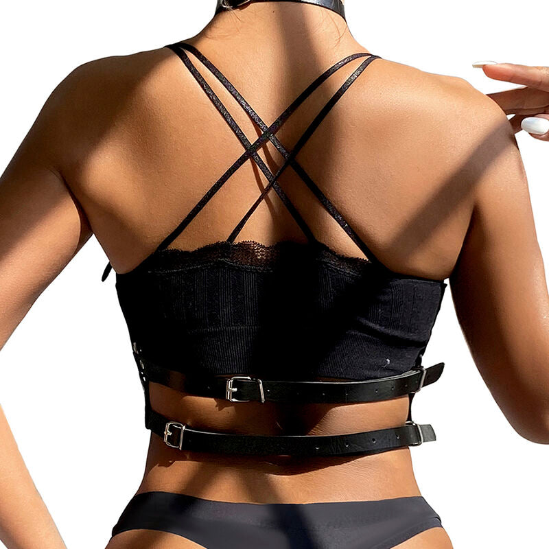 SUBBLIME - BLACK LEATHER O-RING CHEST HARNESS ONE SIZE