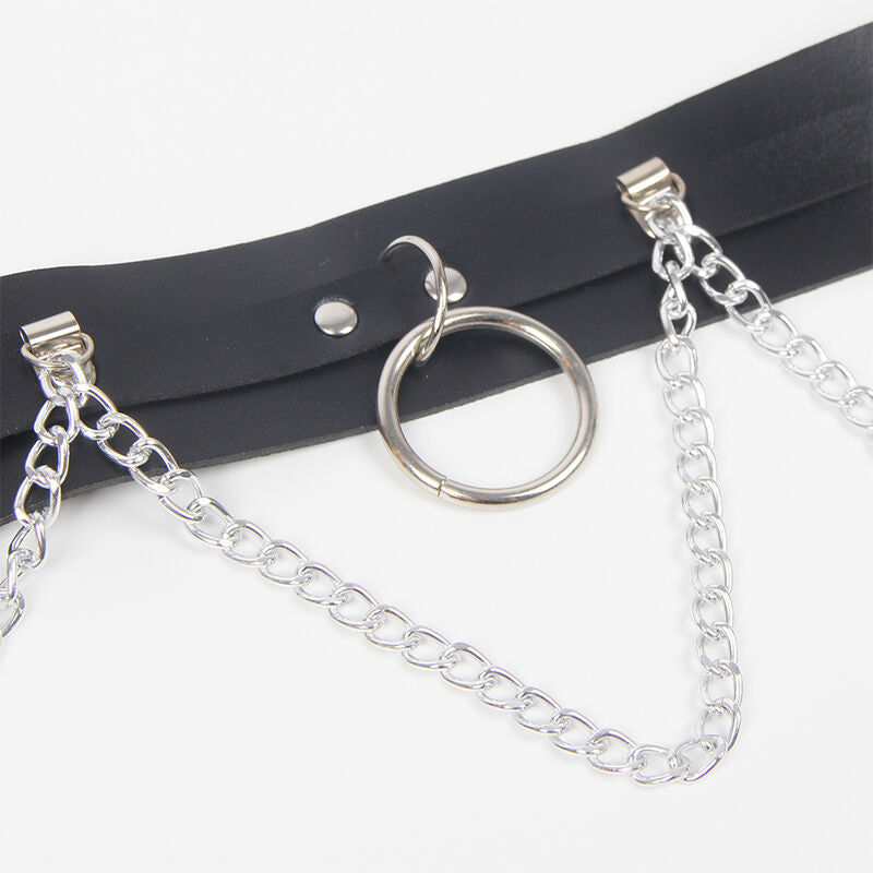 SUBBLIME - BELT HARNESS AND GARTERS WITH RINGS AND CHAIN DETAIL ONE SIZE