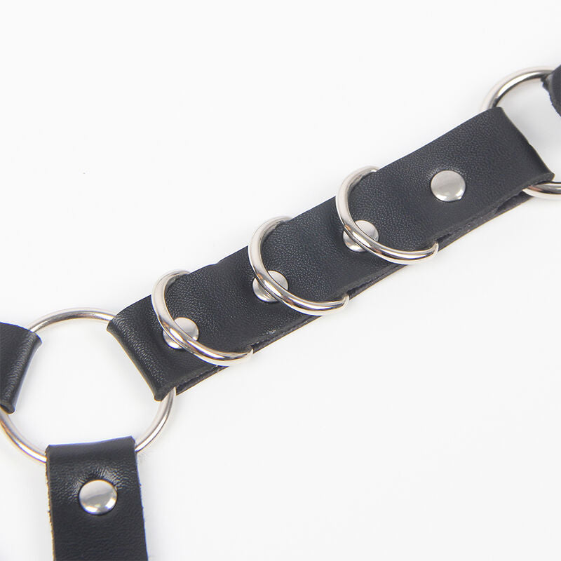 SUBBLIME - BELT HARNESS AND GARTERS WITH RINGS AND CHAIN DETAIL ONE SIZE