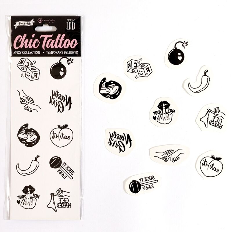 SECRET PLAY - SPICY COLLECTION 10 TEMPORARY TATTOO PACK