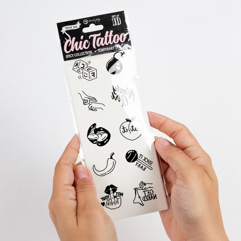 SECRET PLAY - SPICY COLLECTION 10 TEMPORARY TATTOO PACK