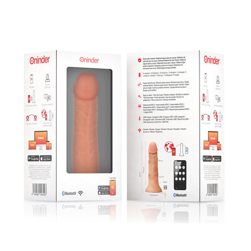 ONINDER - VIBRATOR GOD BOGOTÁ MEDIUM 9 SPEEDS NATURAL 20 CM -O- 4.2 CM - FREE APP