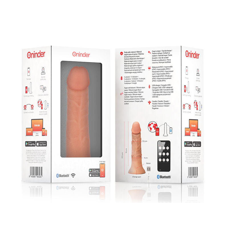 ONINDER - SMALL VIBRATOR BOGOTÁ 9 SPEEDS NATURAL 17.5 CM -O- 4 CM - FREE APP