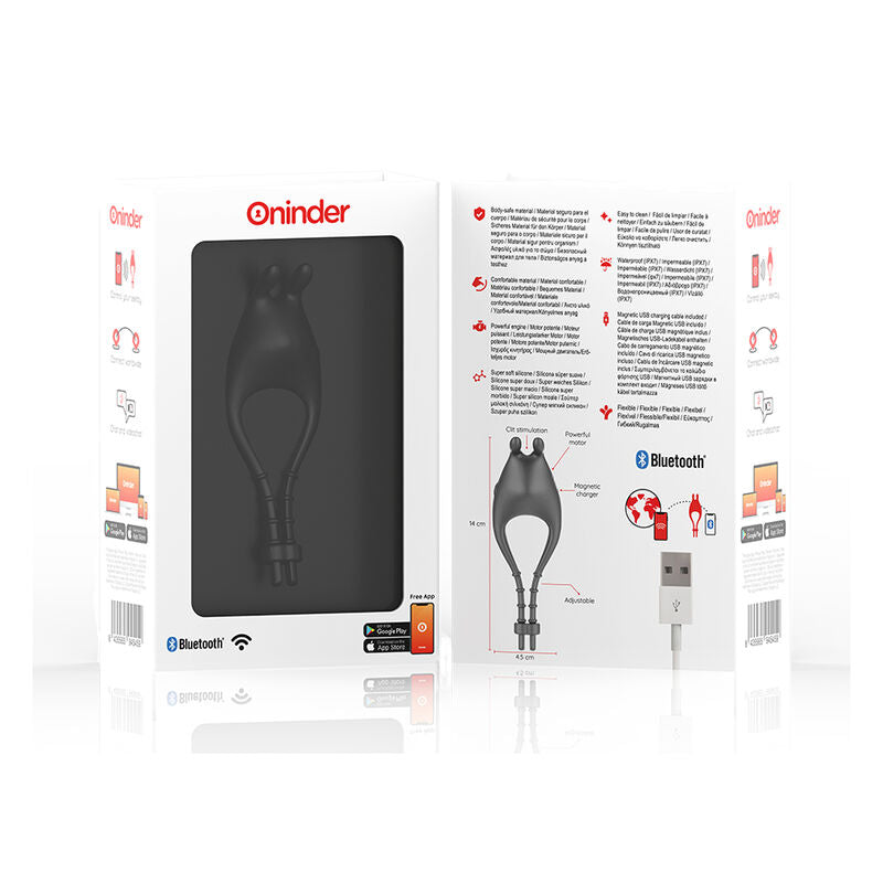 ONINDER - RECHARGEABLE ADJUSTABLE VIBRATING RING PAMPA WITH 10-SPEED CLITORAL STIMULATOR - FREE APP