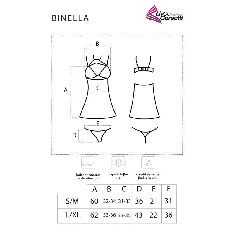 LIVCO CORSETTI FASHION - BINELLA BABYDOLL + BLACK THONG SET