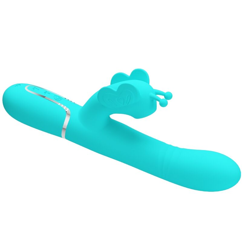 PRETTY LOVE - 4-IN-1 BUTTERFLY RABBIT MULTIFUNCTION VIBRATOR AQUA GREEN
