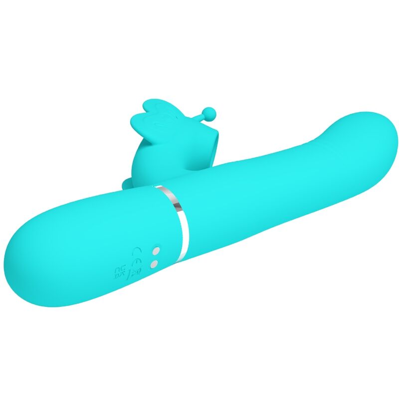 PRETTY LOVE - 4-IN-1 BUTTERFLY RABBIT MULTIFUNCTION VIBRATOR AQUA GREEN