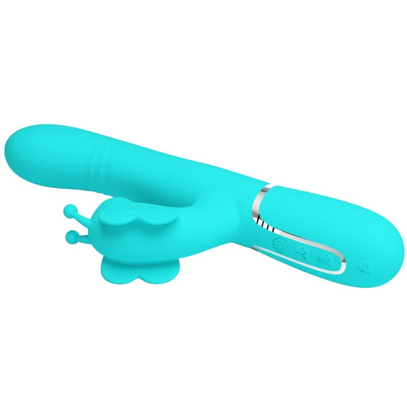 PRETTY LOVE - 4-IN-1 BUTTERFLY RABBIT MULTIFUNCTION VIBRATOR AQUA GREEN