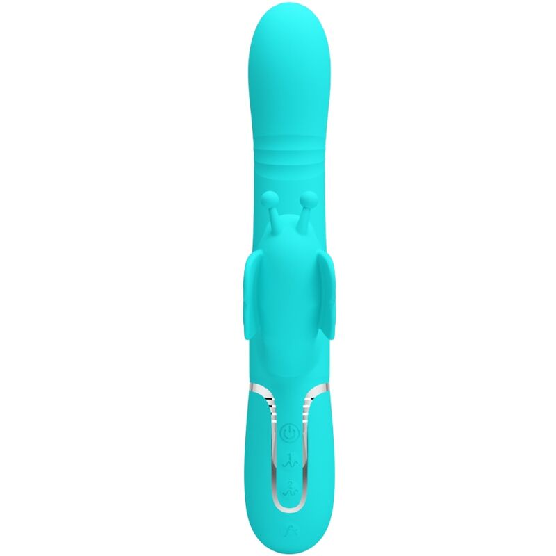 PRETTY LOVE - 4-IN-1 BUTTERFLY RABBIT MULTIFUNCTION VIBRATOR AQUA GREEN