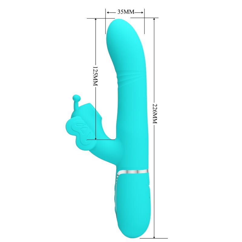 PRETTY LOVE - 4-IN-1 BUTTERFLY RABBIT MULTIFUNCTION VIBRATOR AQUA GREEN