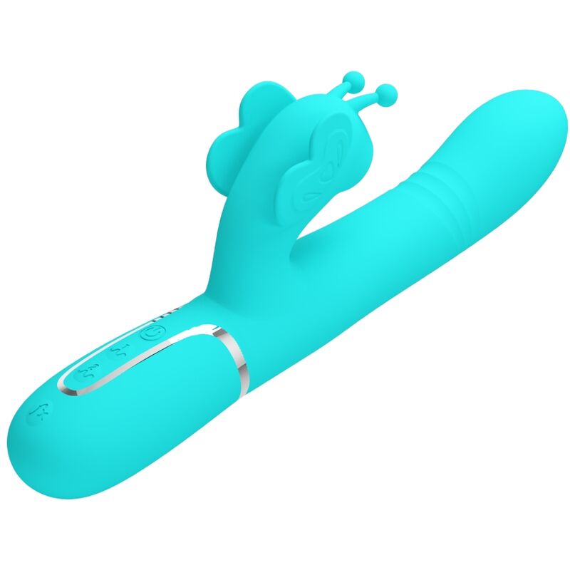 PRETTY LOVE - 4-IN-1 BUTTERFLY RABBIT MULTIFUNCTION VIBRATOR AQUA GREEN