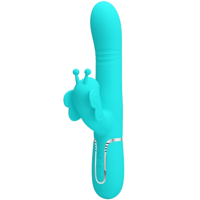 PRETTY LOVE - 4-IN-1 BUTTERFLY RABBIT MULTIFUNCTION VIBRATOR AQUA GREEN