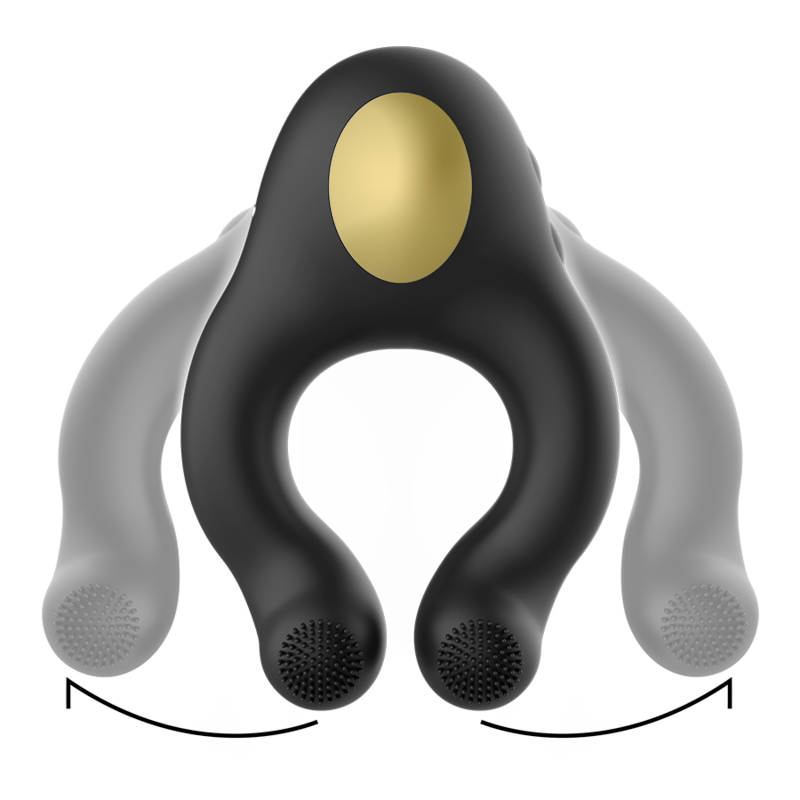 ARMONY - RECHARGEABLE BLACK - GOLD 3-MOTOR SILICONE VIBRATING RING
