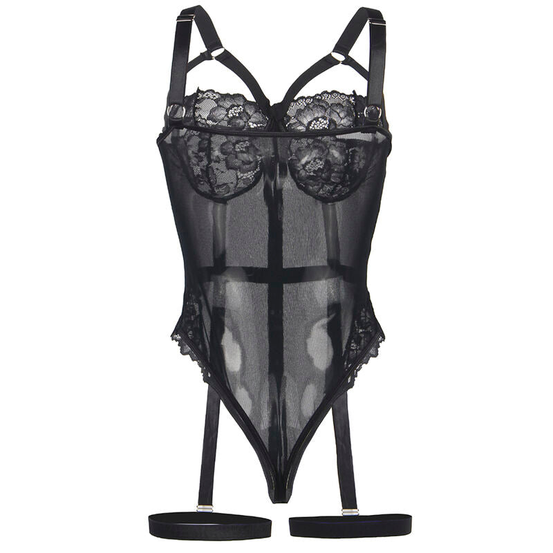 SUBBLIME - TEDDY WITH GARTER DETAIL CHEST BLACK L/XL