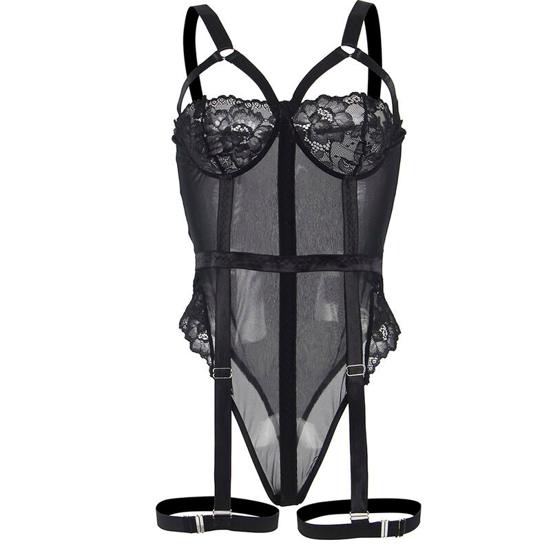 SUBBLIME - TEDDY WITH GARTER DETAIL CHEST BLACK L/XL