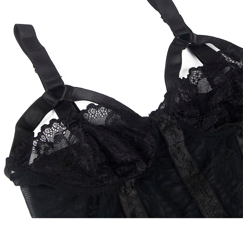 SUBBLIME - TEDDY WITH GARTER DETAIL CHEST BLACK L/XL