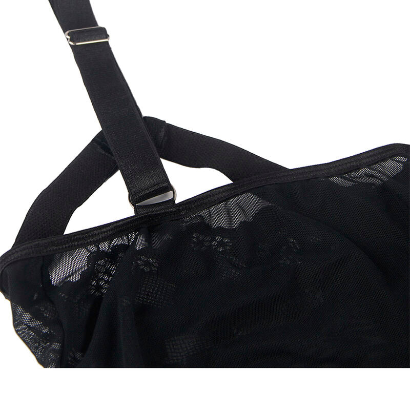 SUBBLIME - TEDDY WITH GARTER DETAIL CHEST BLACK L/XL