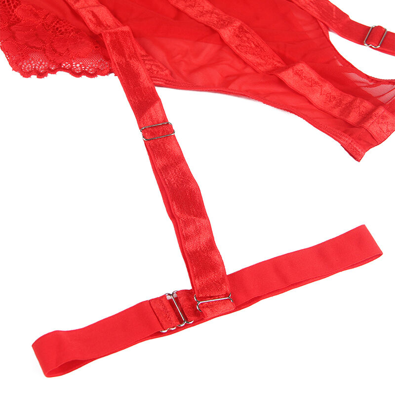 SUBBLIME - RED TEDDY WITH GARTER CHEST DETAIL L/XL