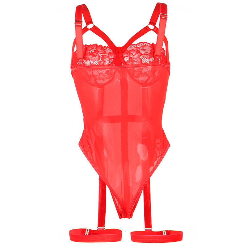 SUBBLIME - RED TEDDY WITH GARTER CHEST DETAIL L/XL