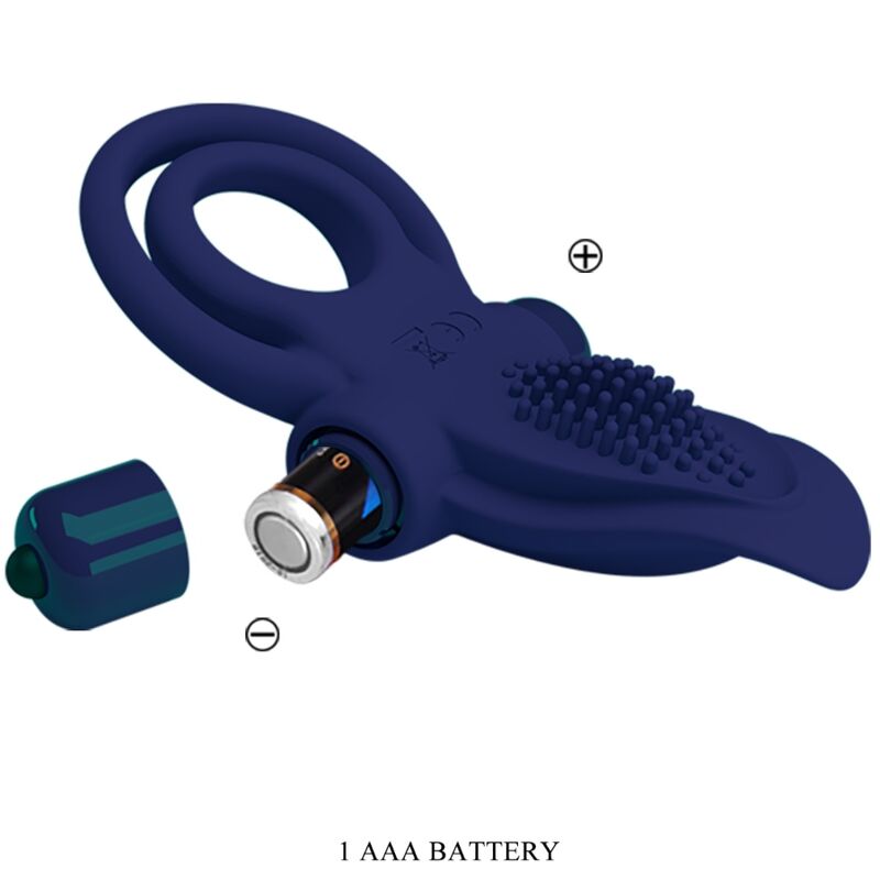 PRETTY LOVE - BRONSON DOUBLE VIBRATING COCK RING BLUE