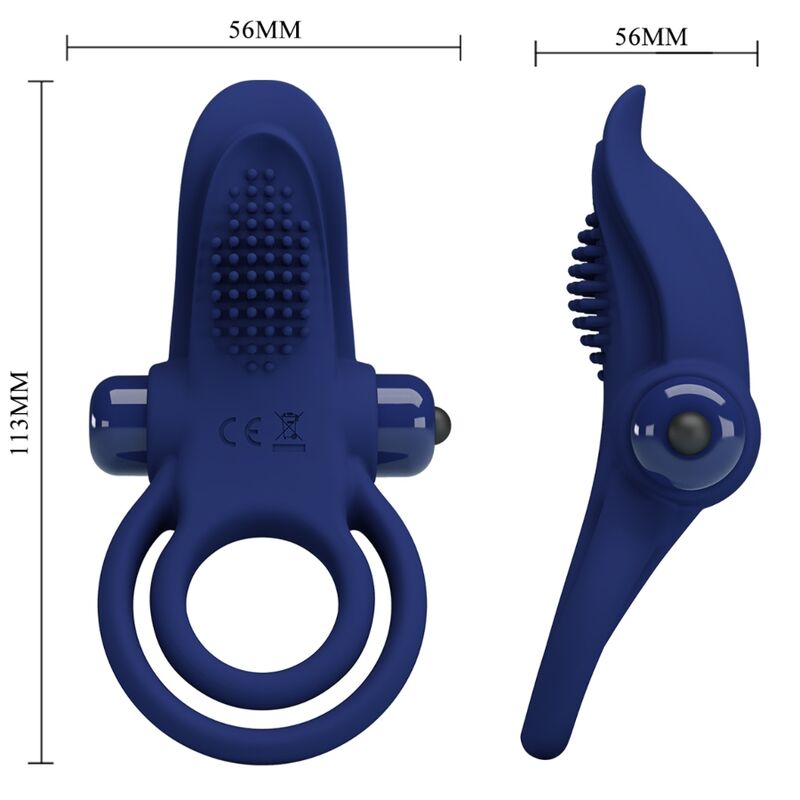 PRETTY LOVE - BRONSON DOUBLE VIBRATING COCK RING BLUE