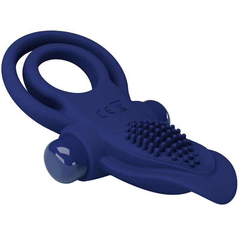 PRETTY LOVE - BRONSON DOUBLE VIBRATING COCK RING BLUE