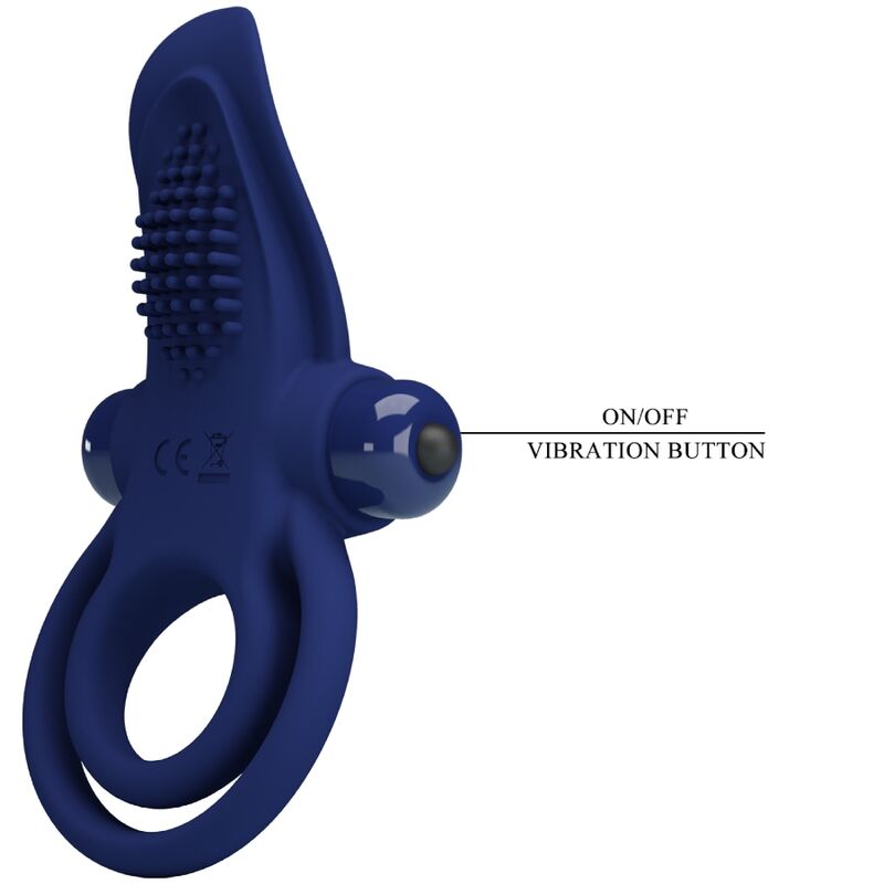 PRETTY LOVE - BRONSON DOUBLE VIBRATING COCK RING BLUE