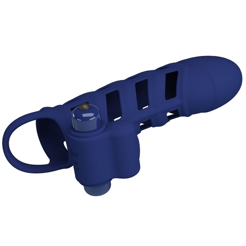 PRETTY LOVE - ALTAF VIBRATING COCK RING WITH BLUE SILICONE SLEEVE