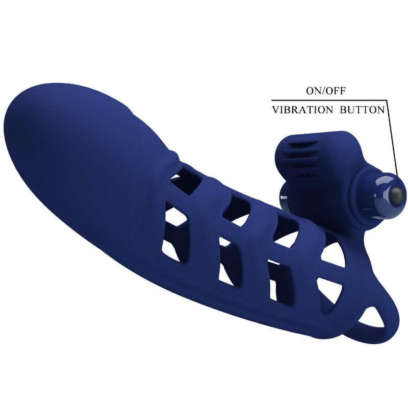 PRETTY LOVE - ALTAF VIBRATING COCK RING WITH BLUE SILICONE SLEEVE